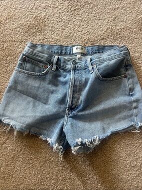Agolde Light Wash High-Rise Denim Cutoff Shorts